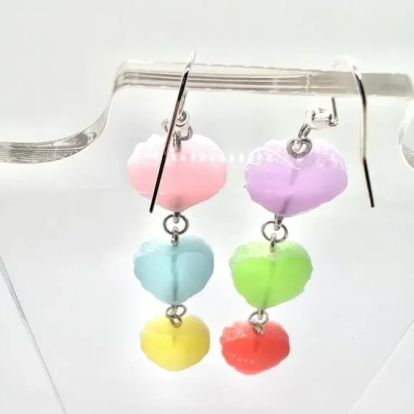 Sugar Heart Earrings - Candy Earrings - Heart Accessories - Valentines Day Earri - Picture 4 of 8